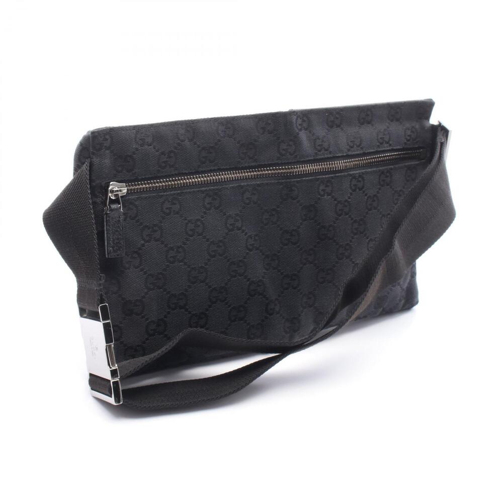 Gucci GG Canvas Waist Crossbody Belt Bag Body Leather Black - Picture 2 of 7